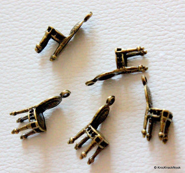 5 x Zinc Alloy Bronze Tone Chair Charm Pendants 22mm x 8mm